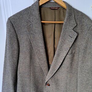 JUSTERS Vintage Men's  Brown Herringbone Wool Jacket (Large/42R)